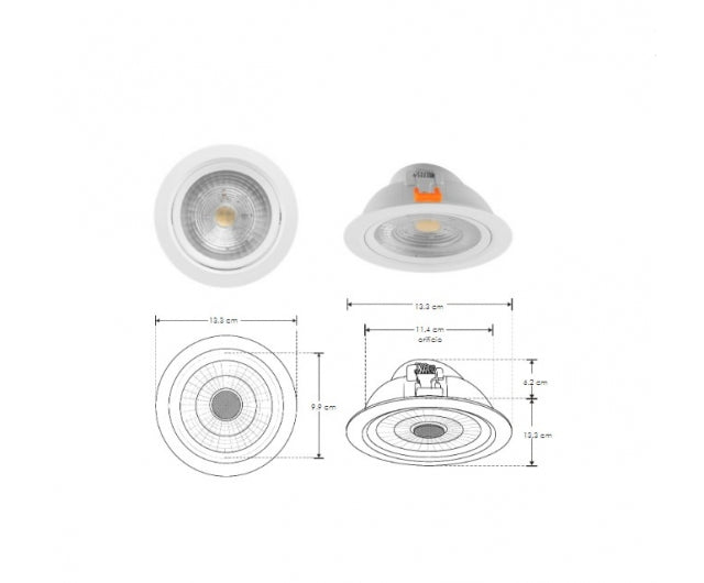 Downlight 12W 42° 85-265V opciones de color de luz Neutro Cálido o Neutro (Se adapta a bote integral N°10) de iLumileds
