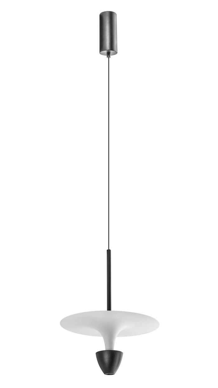 Luminario Cisne suspender luz directa - indirecta Ø26cm acabado negro con difusor blanco 12W luz cálida de iLumileds