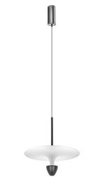 Luminario Cisne suspender luz directa - indirecta Ø34cm acabado negro con difusor blanco 12W luz cálida de iLumileds
