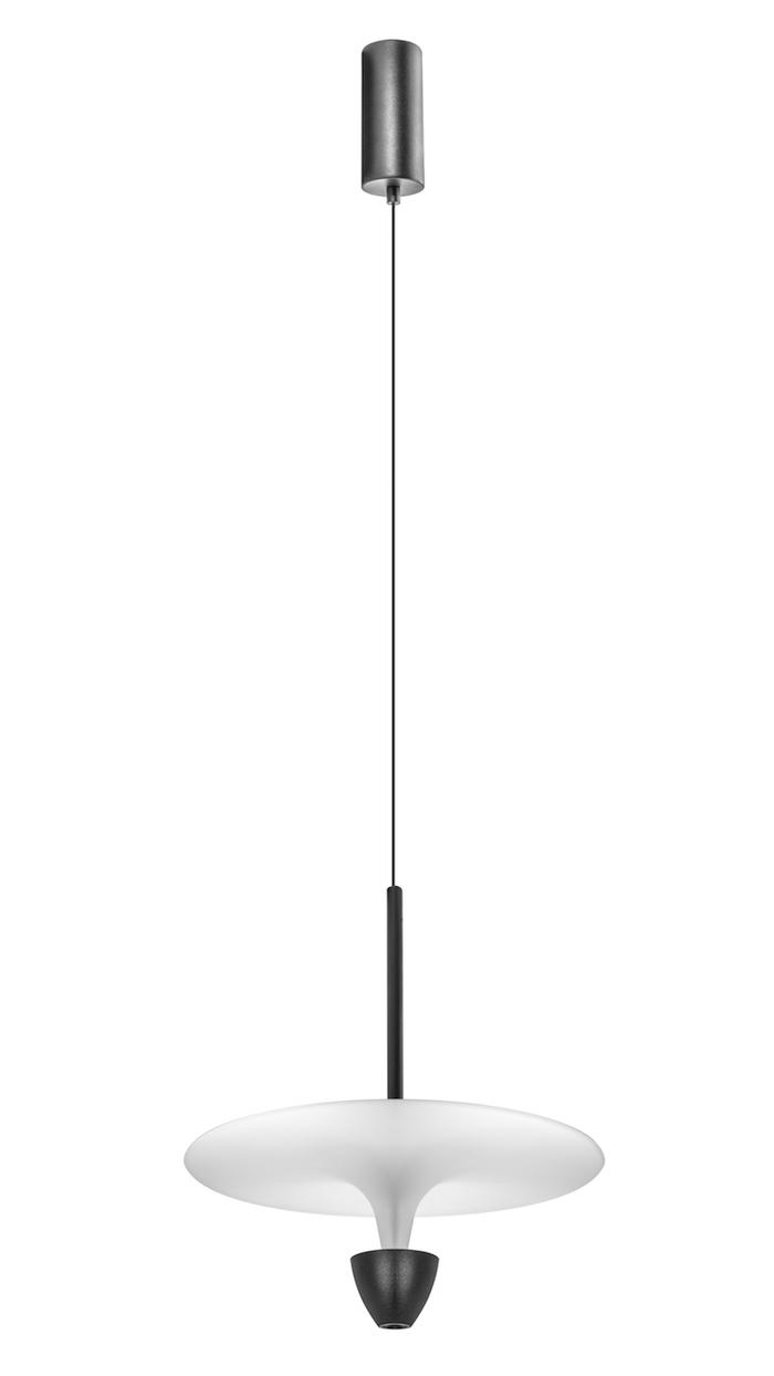Luminario Cisne suspender luz directa - indirecta Ø34cm acabado negro con difusor blanco 12W luz cálida de iLumileds