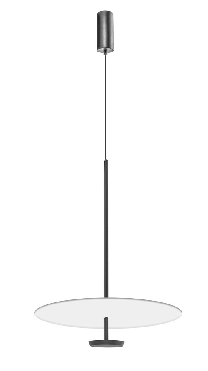 Luminario Degaz para suspender plano luz indirecta Ø40cm acabado negro con difusor blanco 10W luz cálida de iLumileds