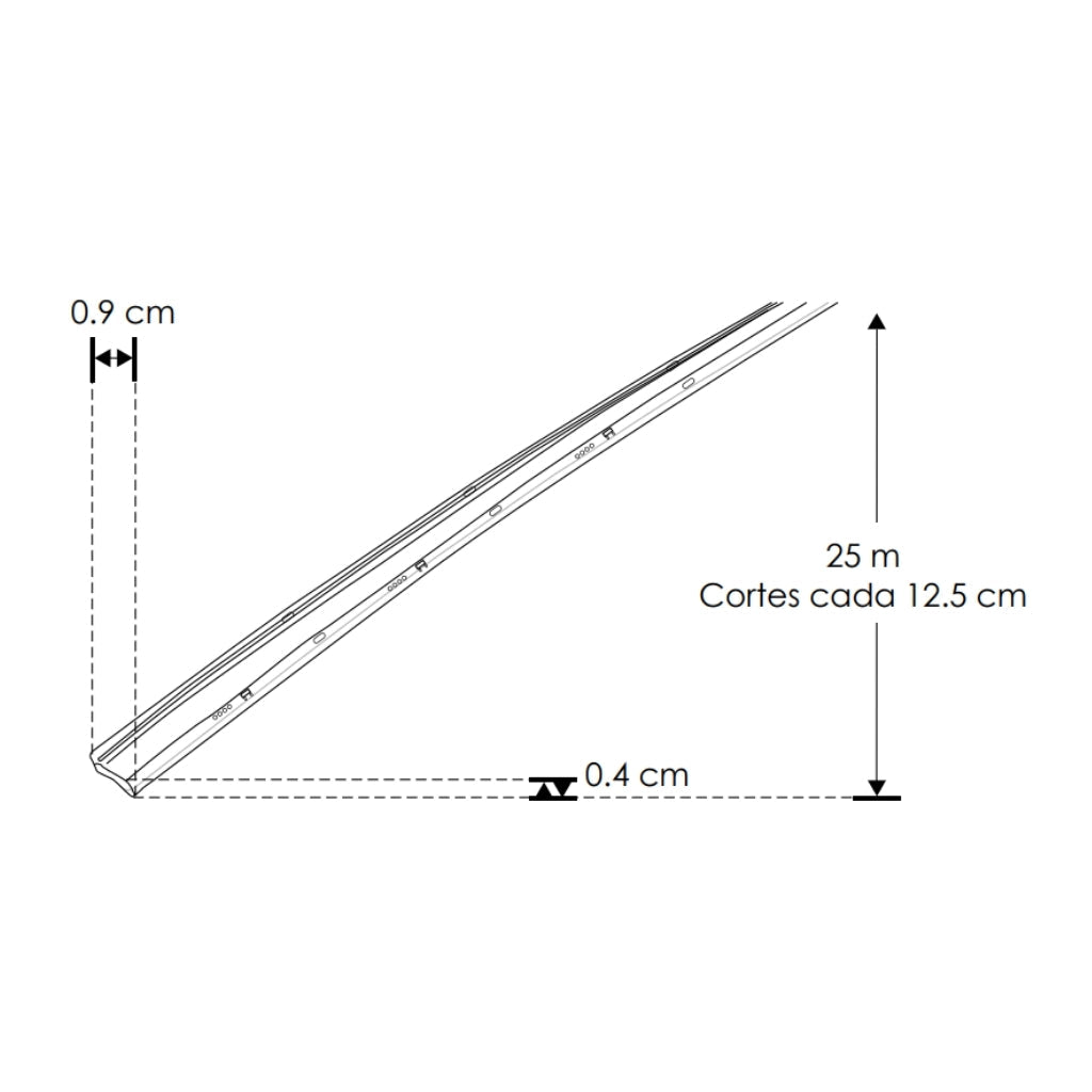 Tira LED NONWIRE COB 10W/m, 296 chips/m, rollo de 25 m con adhesivo 3M, opciones color de luz, cortes cada 12.5cm, 127V atenuable para exteriores de iLumileds