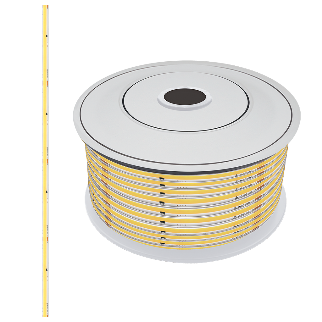 Tira LED NONWIRE COB 10W/m, 296 chips/m, rollo de 50 m con adhesivo 3M, opciones color de luz, cortes cada 12.5cm, 127V atenuable para exteriores de iLumileds