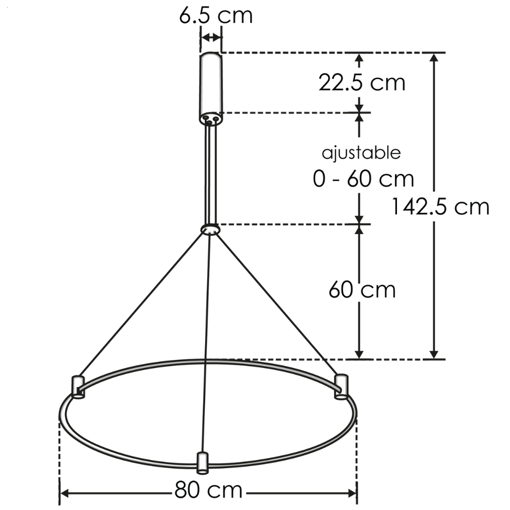 Tadema C. Base de sujeción en Aro (80cm) acabado dorado para módulos ILUEUR9028 incluye fuente de alimentación 60W (48W máx.) 100-240V 24V línea Europa iLumileds