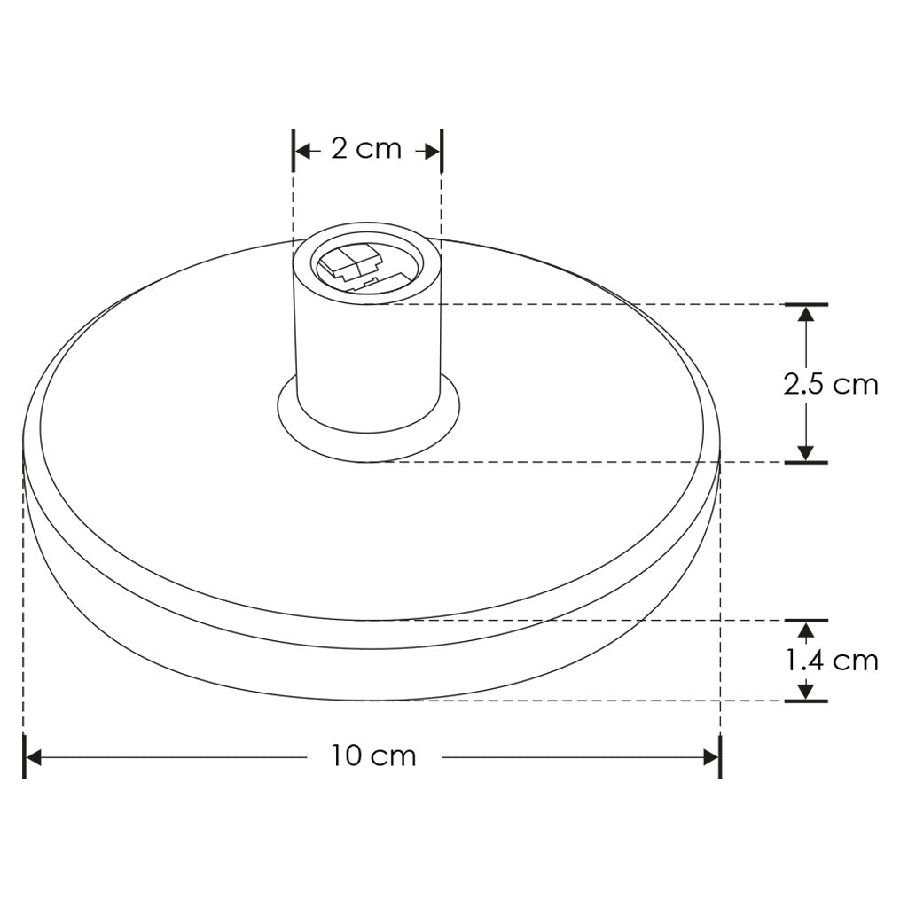 Base de sujeción inferior acabado negro para micro track magnético, incluye conector para fuente de poder.