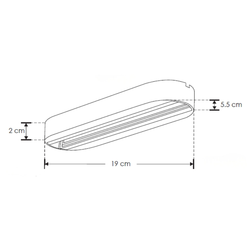 Canope electrificado oval 19cm, policarbonato acabado negro, para sobreponer luminarios de riel de la serie ILUTLA de iLumileds
