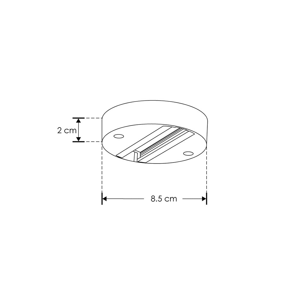 Canope electrificado (Ø 8.5cm), policarbonato acabado negro, para sobreponer luminarios de riel de la serie ILUTLA de iLumileds