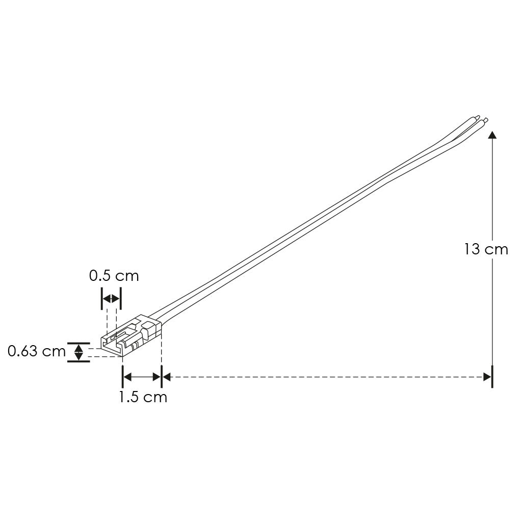 Conector rápido de plástico con 13 cm de cable, para tiras de LED extraplanas de 5mm de ancho de iLumileds