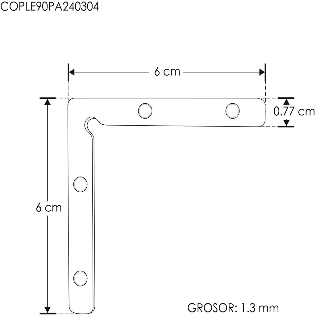 Conector 90° para perfiles de aluminio ILUPA2404CO y ILUPA2403CO incluye 4 tornillos de iLumileds (No se vende individual)