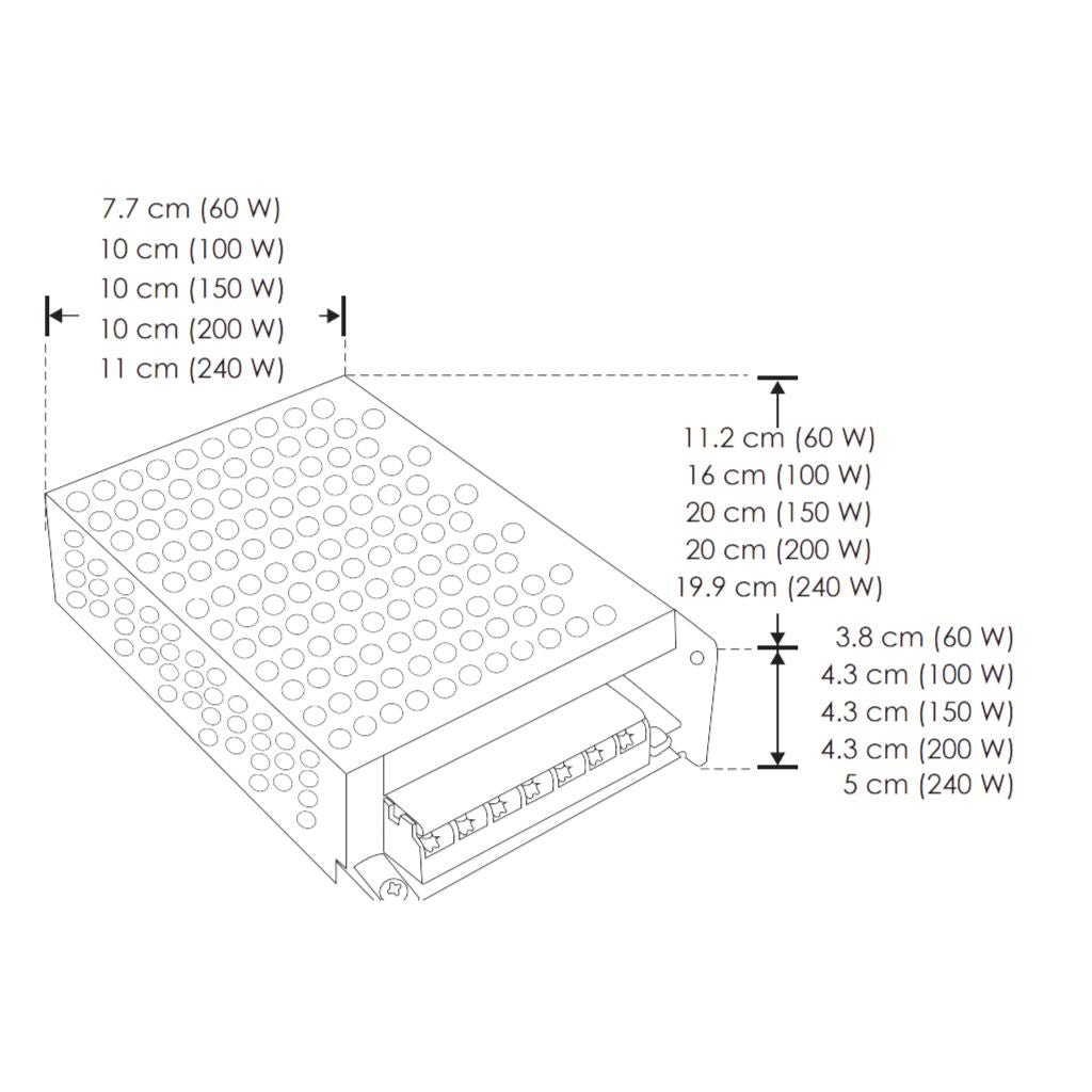 Kit 1pz Fuente de alimentación conmutada 150W (120W máx.), entrada 110-220V ca salida 24V cc, para interiores de iLumileds + 1pz Tira LED COB 12W/m 24V CRI:90 con 512 chips/m rollo 5m cálido (3000K), con auto adhesivo de iLumileds