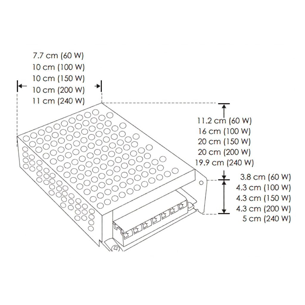 Kit 2pz Fuente de alimentación conmutada 60W (48W máx.) entrada 110-220V ca salida 24V cc, para interiores de iLumileds + 1pz Tira LED COB solo 0.5cm de ancho 11W/m 24V CRI:90 con 480 chips/m rollo 5m cálido (3000K), con auto adhesivo de iLumileds