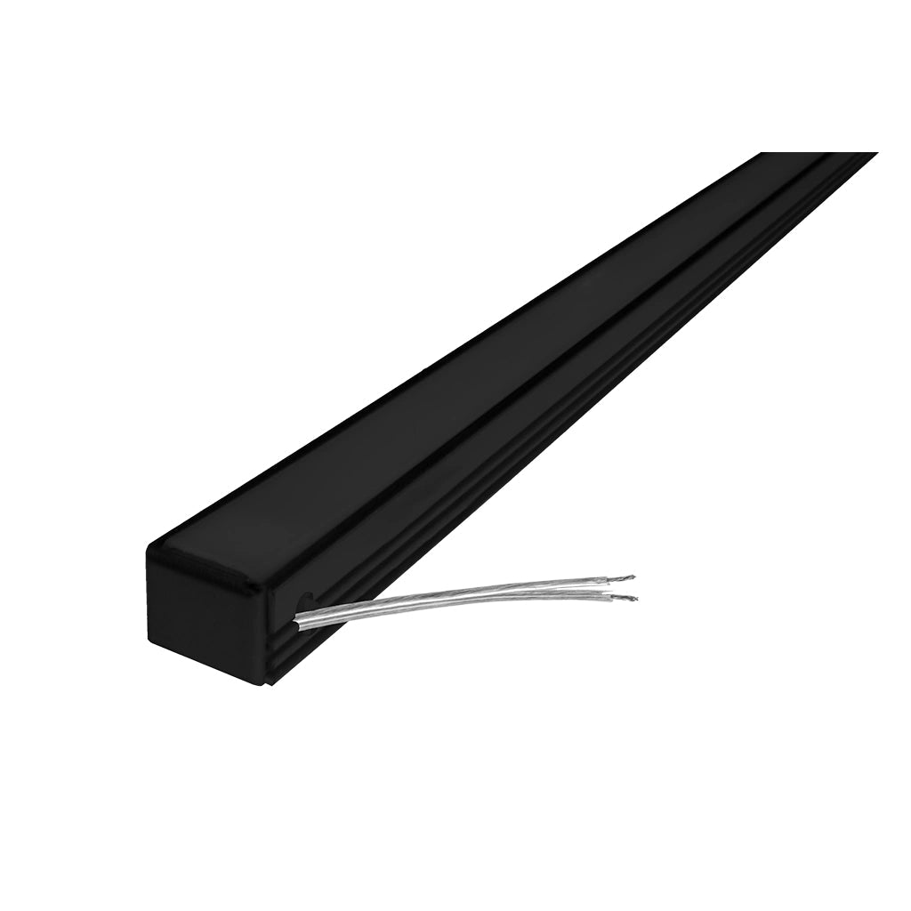 Perfil de aluminio negro integrado 10W DXAP01N100. -Largo 1m A:1.7cm Al:1.2cm-, opción solor de luz cálido (2700K) y neutro (4100K) con alimentación lateral, 127Vca de iLumileds