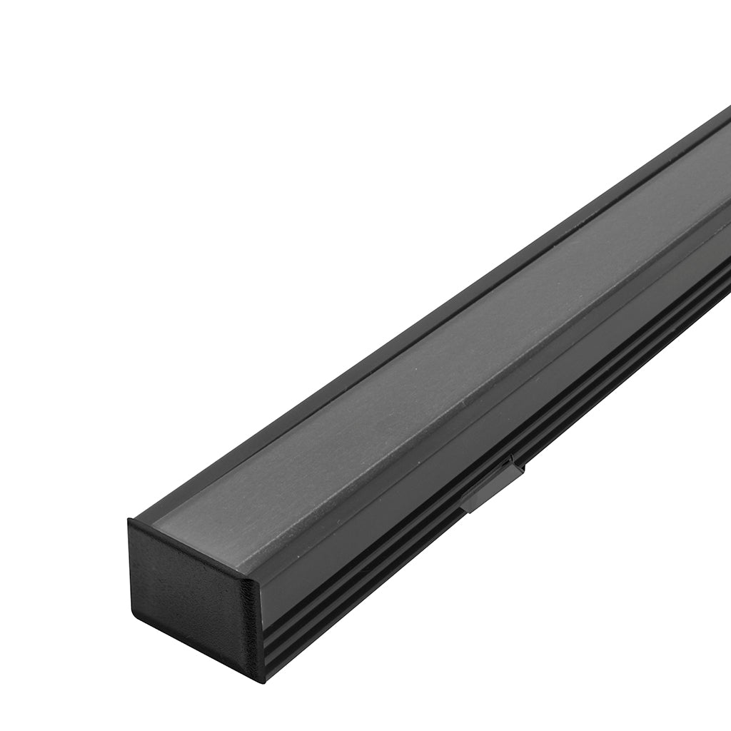 Kit perfil negro aluminio DXAP01NKIT. -L:2m A:1.7cm Al:1.2cm- para tira LED, incluye difusor, 2 tapas laterales y 2 grapas de sujeción de iLumileds