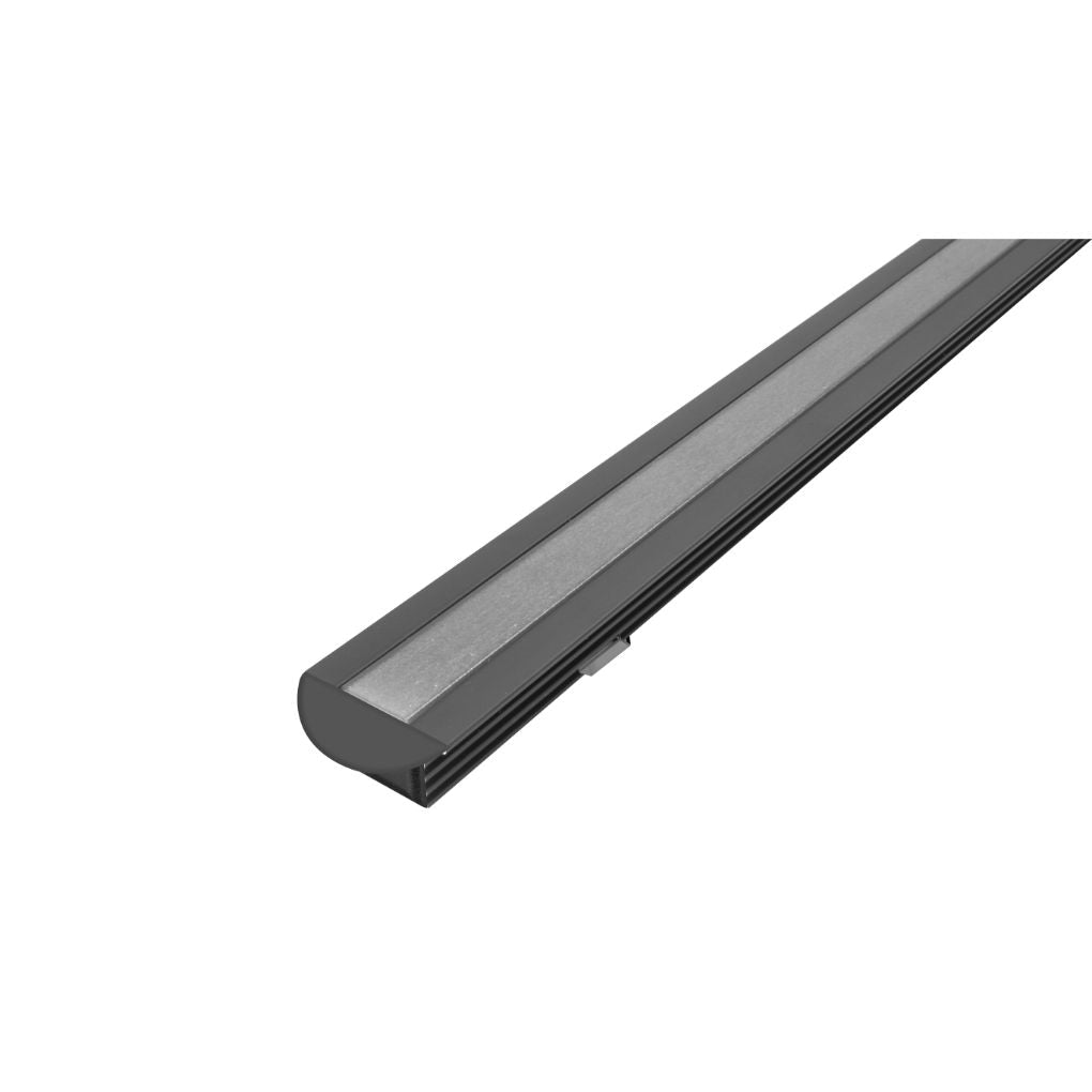 Kit perfil aluminio con ceja DXAP02NKIT -L:2m A:1.7/2.45cm Al:1.2cm- para tira LED, incluye difusor acrílico, 2 tapas laterales y 2 grapas de sujeción
