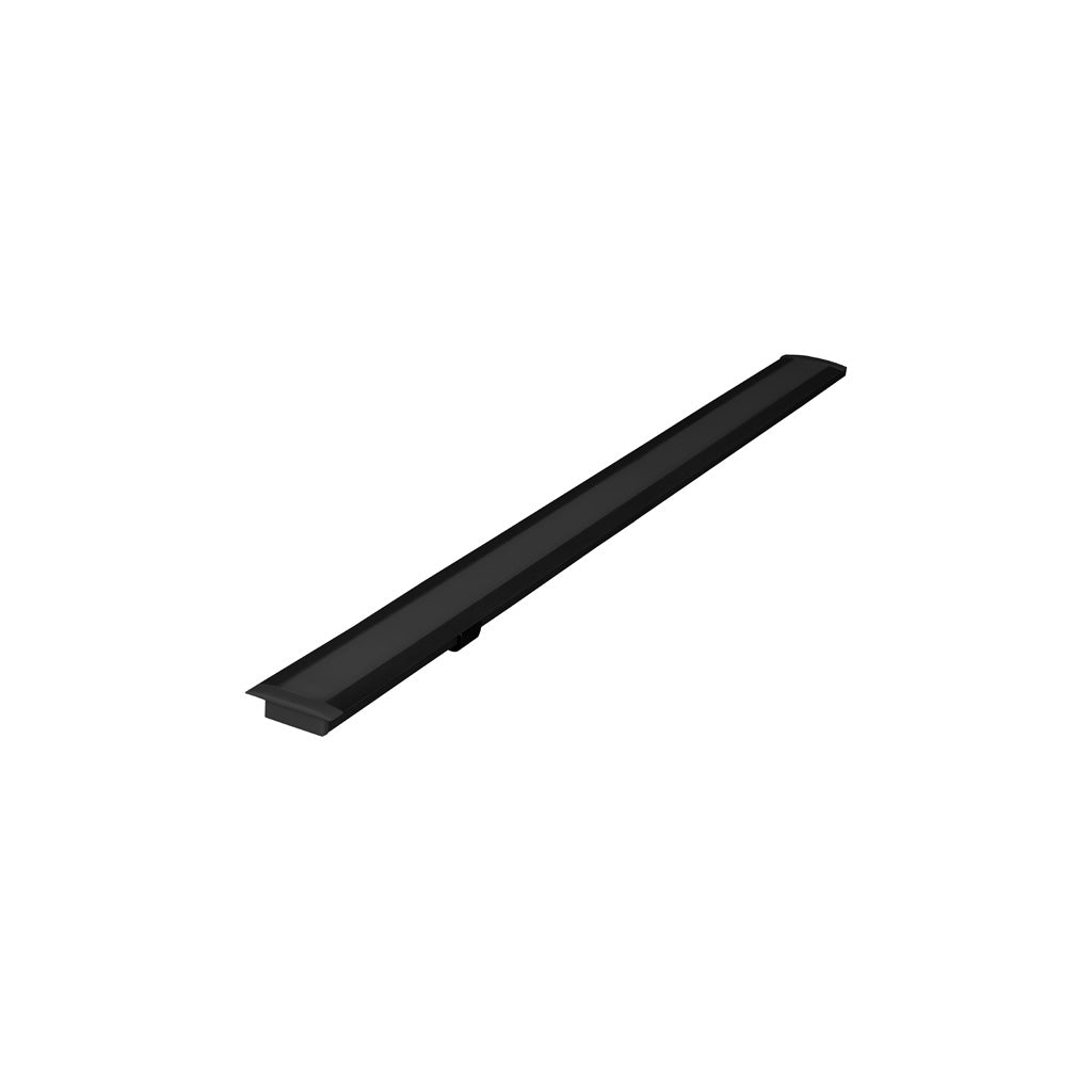 Kit perfil de aluminio negro con ceja DXAP06NKIT. -L:2m A:1.75/2.4cm Al:0.7cm- incluye difusor, 2 tapas laterales y 2 grapas de sujeción de iLumileds