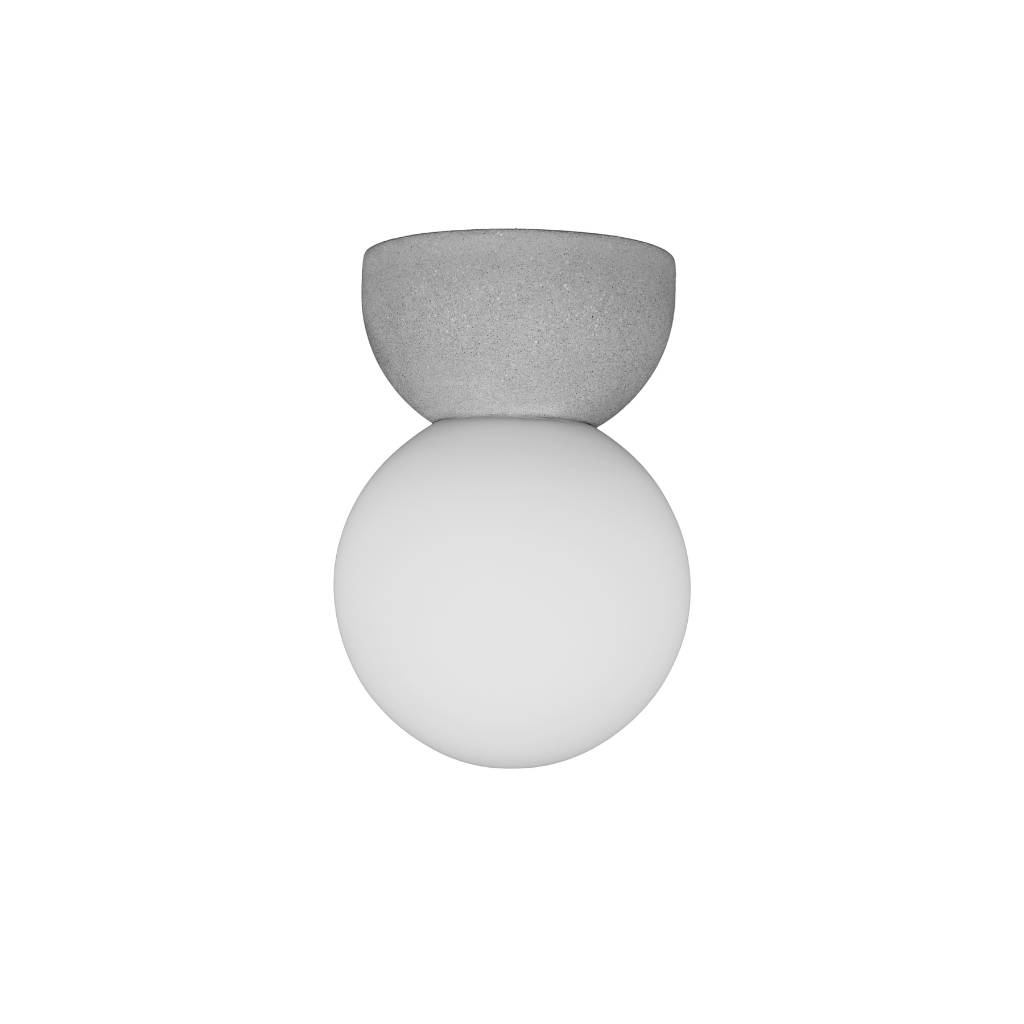 Luminario de yeso para sobreponer con esfera de cristal para foco G9 opción acabado gris o blanco de línea Europea iLumileds