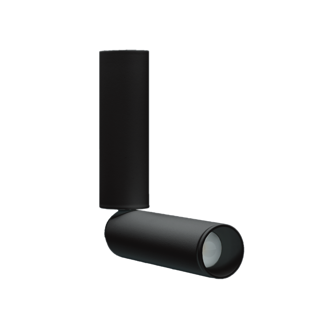 Proyector cilíndrico 5W ángulo de salida ajustable 10 a 50°,  cuerpo de 20cm, luz cálida (3000K) opción acabado negro o blanco de línea Europea iLumileds