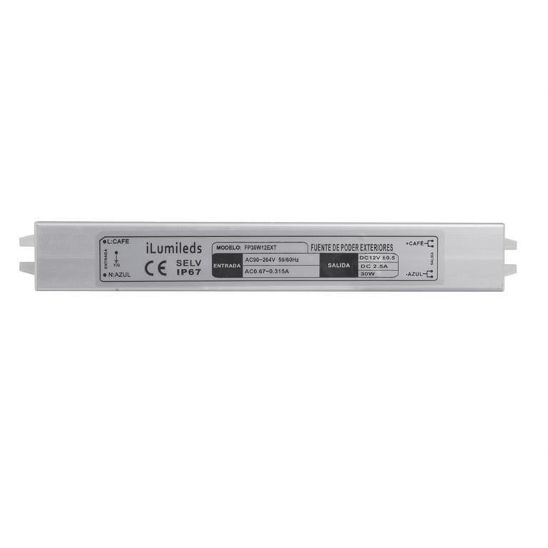 Fuente de alimentación 30W (24W máx.) para exteriores IP67 12V cc entrada 90-264V ca de iLumileds