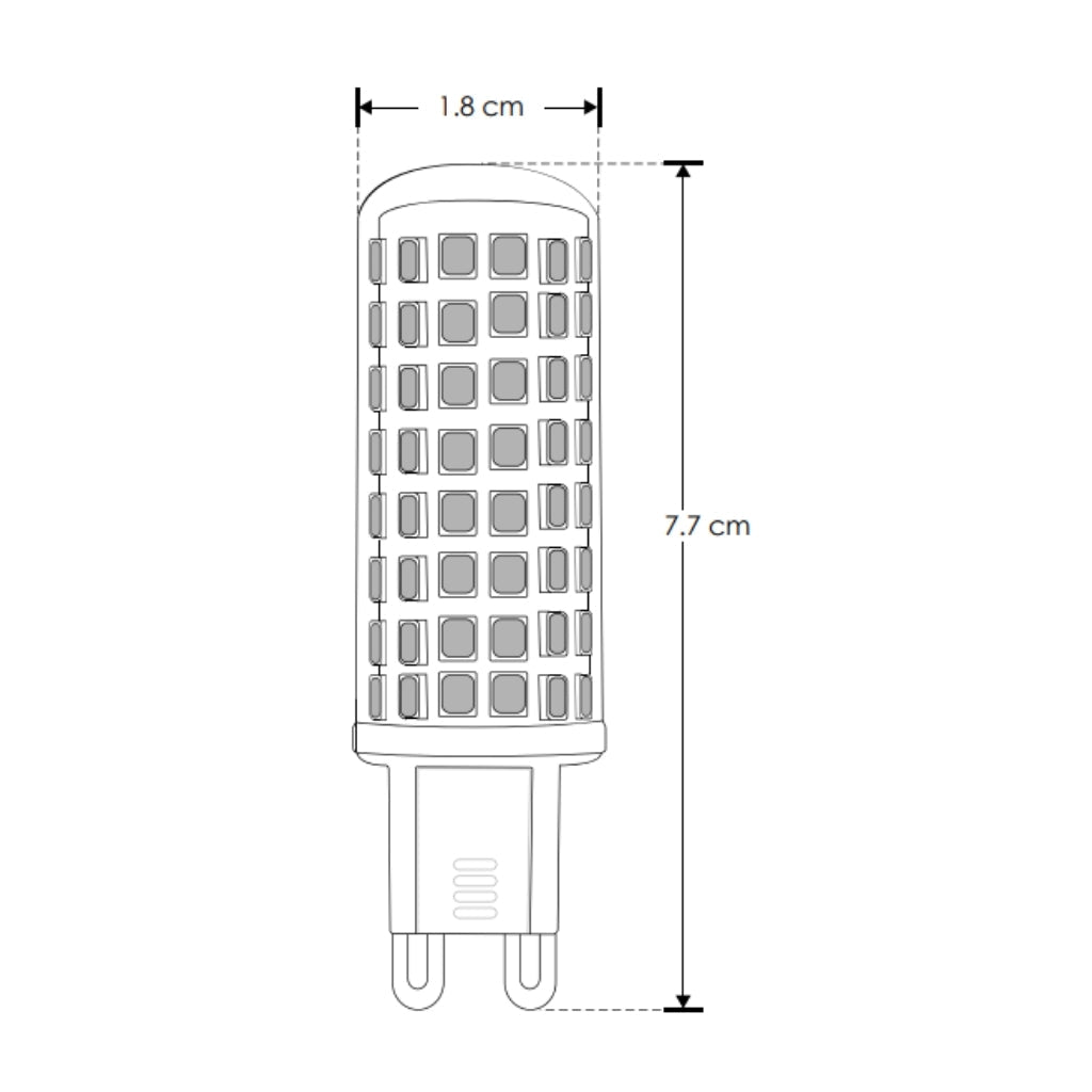 Foco atenuable tipo cacahuate 9W 110-265V color de luz neutro cálido (3000K) base G9 de iLumileds
