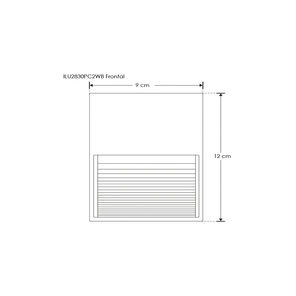Luminario de cortesía rectangular estriado 9x12cm para sobreponer en muro 2W 3000K de iLumileds