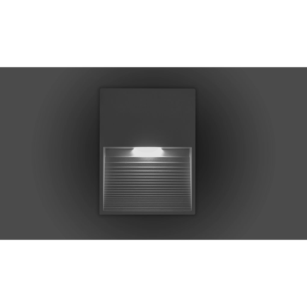 Luminario de cortesía rectangular estriado 9x12cm para sobreponer en muro 2W 3000K de iLumileds