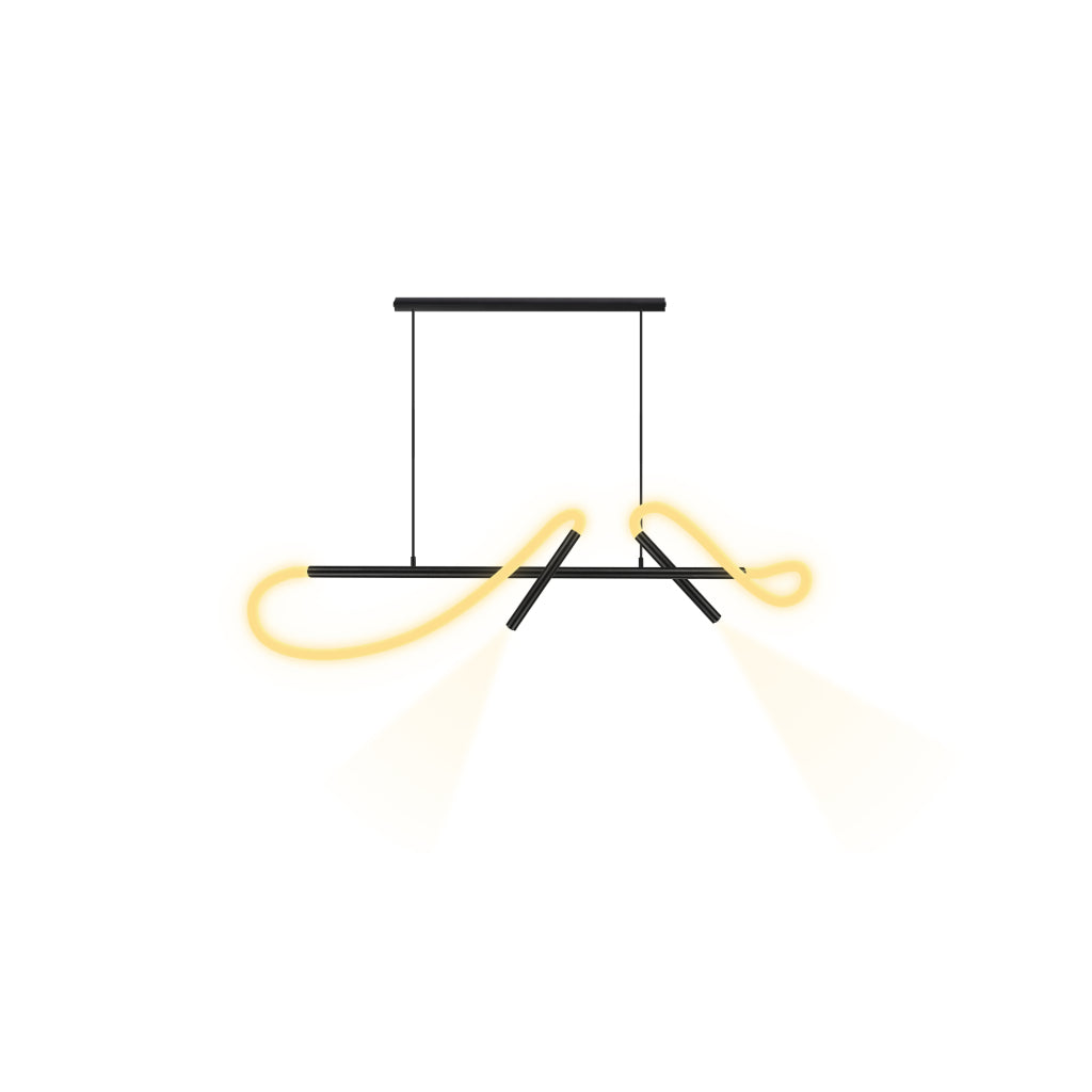 Luminario LLuscá suspender neón 2x13W + spots dirigibles 2x3W 45° luz cálida (3000K), suspensión ajustable 0-120cm de línea Europea iLumileds