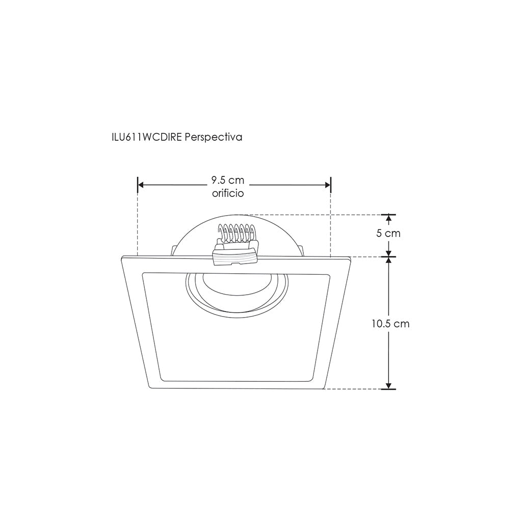 Downlight profundo rectangular dirigible para MR16 fabricado en aluminio, incluye conector GU5.3 de iLumileds