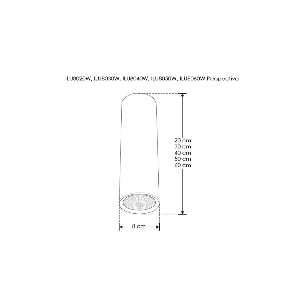 Luminario cilíndrico 30cm 10W 38° para sobreponer color de luz neutro cálido de iLumileds