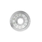 Luminario subacuático tipo dona RGB IP68 fabricado en acero inoxidable AISI 304 36W 40° 24V con housing incluido de iLumileds.