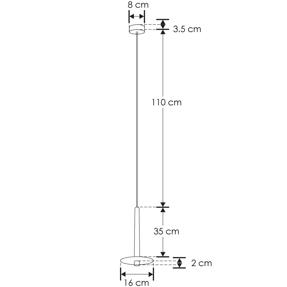 Luminario Vigué para suspender cuerpo Ø16cm y 35cm de largo 6w 86° luz cálida 100-240V de iLumileds