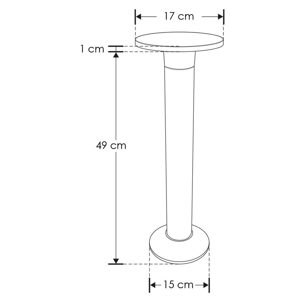 Bolardo 8W luz directa hacia abajo, luz cálida (3000K) de 60cm incluye base de iLumileds