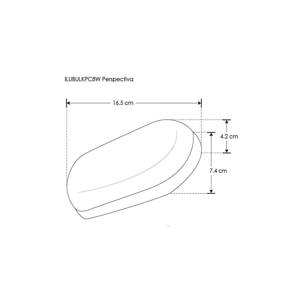 Ovalo de luz tipo bulk para muro 8W luz cálida fabricado en policarbonato de iLumileds