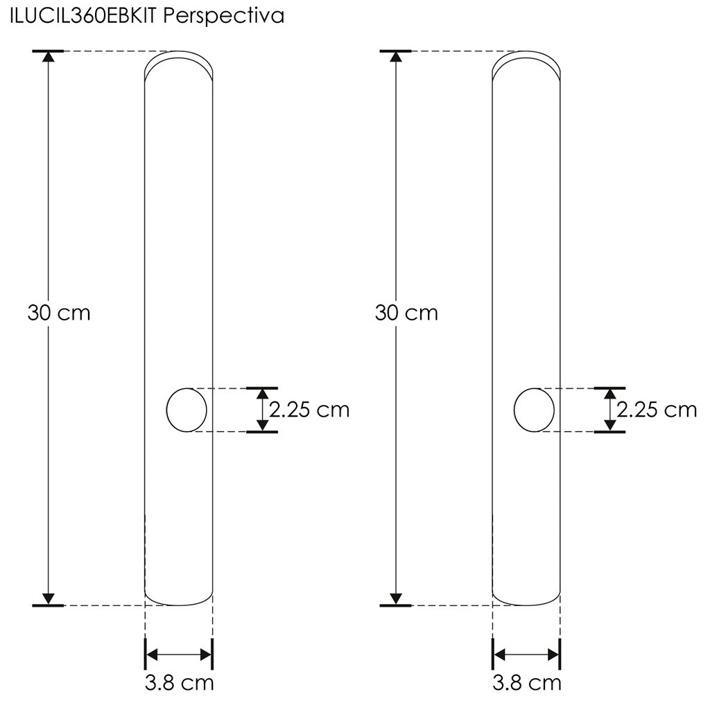 Kit de dos soportes extremos, cilíndricos para tira de LED tipo NEON, aluminio acabado negro de iLumileds