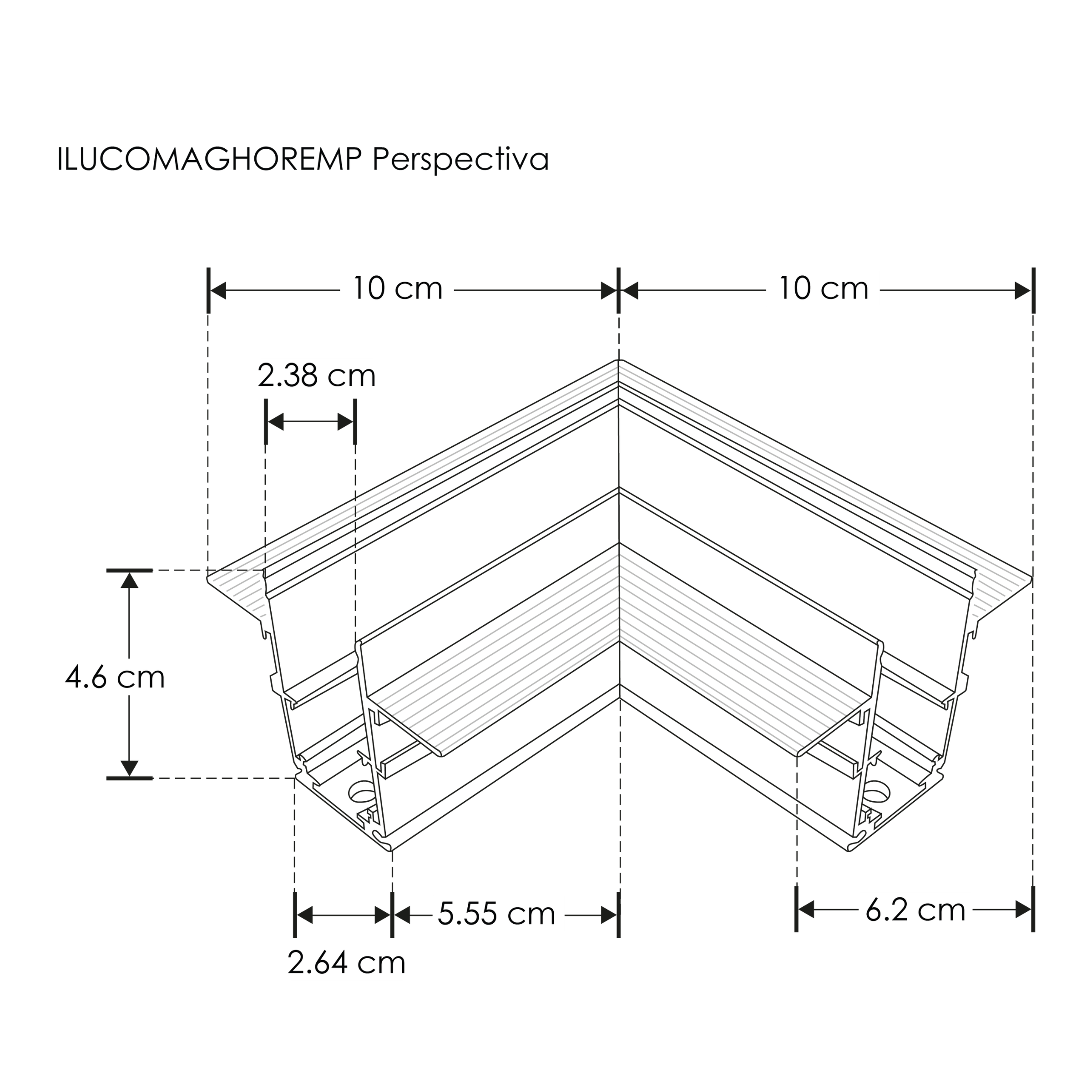 Kit de cople acabado negro, angulo 90°, conexión horizontal, incluye barras de metal y tornillos para riel ILUTMAG6246EMP