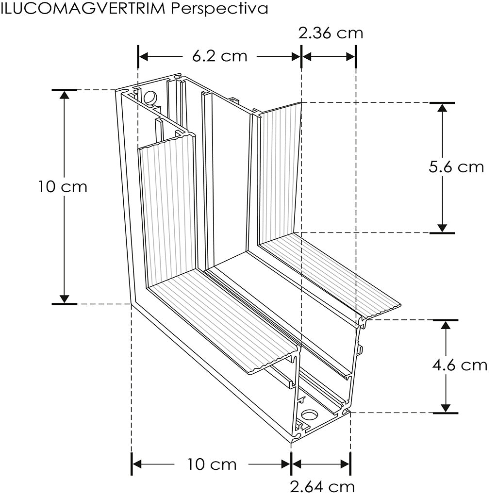 Cople 90° vertical acabado negro, incluye barras de metal y tornillos para riel ILUTMAG6246ETRIM de iLumileds