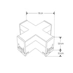 Cople en forma de X iluminado, blanco cálido (3000K), 12W, aluminio acabado negro con cubierta de policarbonato difuso, para luminarios de la serie ILUINTG, 100 - 265 Vca, conexión horizontal de iLumileds