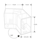 Cople en 120°, mecánico y electrificado, policarbonato transparente, para luminarios de la serie ILUINTWS, conexión horizontal de iLumileds