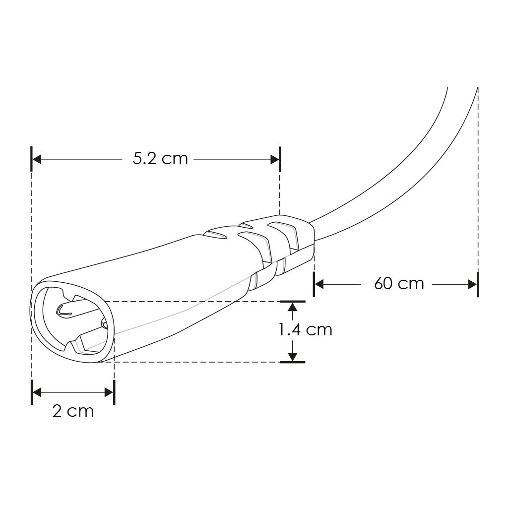 Conector macho con 60 cm de cable blanco para luminarios de la serie ILUINTWS (5.3 A máximo) de iLumileds