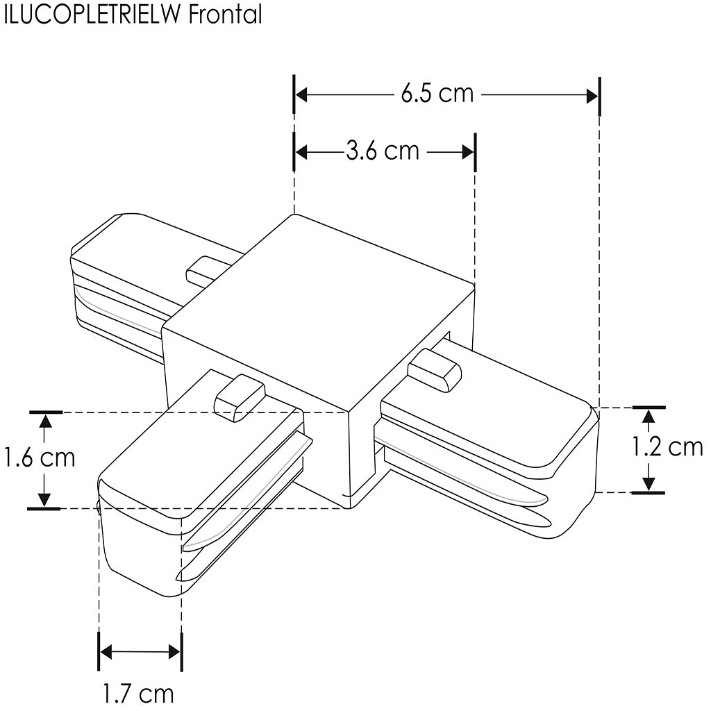 Conector en T acabado negro o blanco para riel electrificado de iLumileds