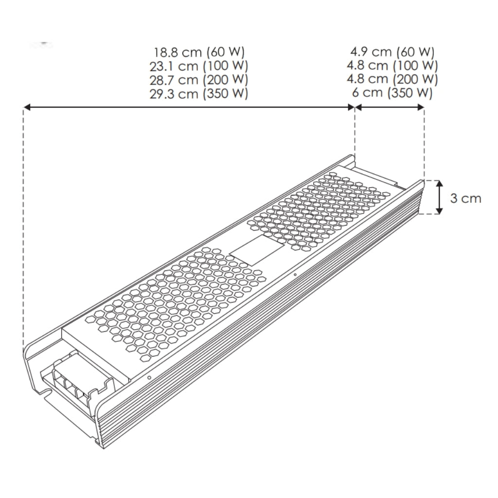 Fuente de poder atenuable 100W (80W máx.) 24V cc compatible con 5 modos: TRIAC, 0-10V, 1-10V, PWM y potenciómetro de iLumileds