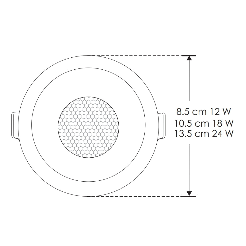 Downlight 18W 60° con louver CRI90 (Ø 10.5cm), cambio de color de luz con switch (cáido 3000K - neutro 4000K - frío 6000K) 85-277V de iLumileds