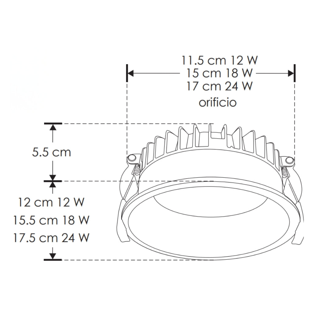 Downlight bajo deslumbramiento 24W (Ø 17.5cm) color de luz cálido (3000K) o Neutro (4100K) 85-265V, fabricado en aluminio acabado blanco de iLumileds