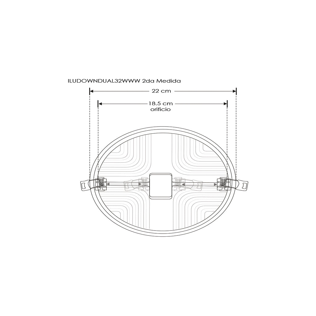 Downlight 32W para empotrar o sobreponer con cuerpo difuso con clips de sujeción ajustable (4.9 a 18.5cm) 100-240V opciones de luz cálido / frío de iLumileds