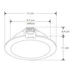 Downlight atenuable acabado negro 6W 110-130V color de luz Neutro Cálido (3000K) fabricado en policarbonato de iLumileds