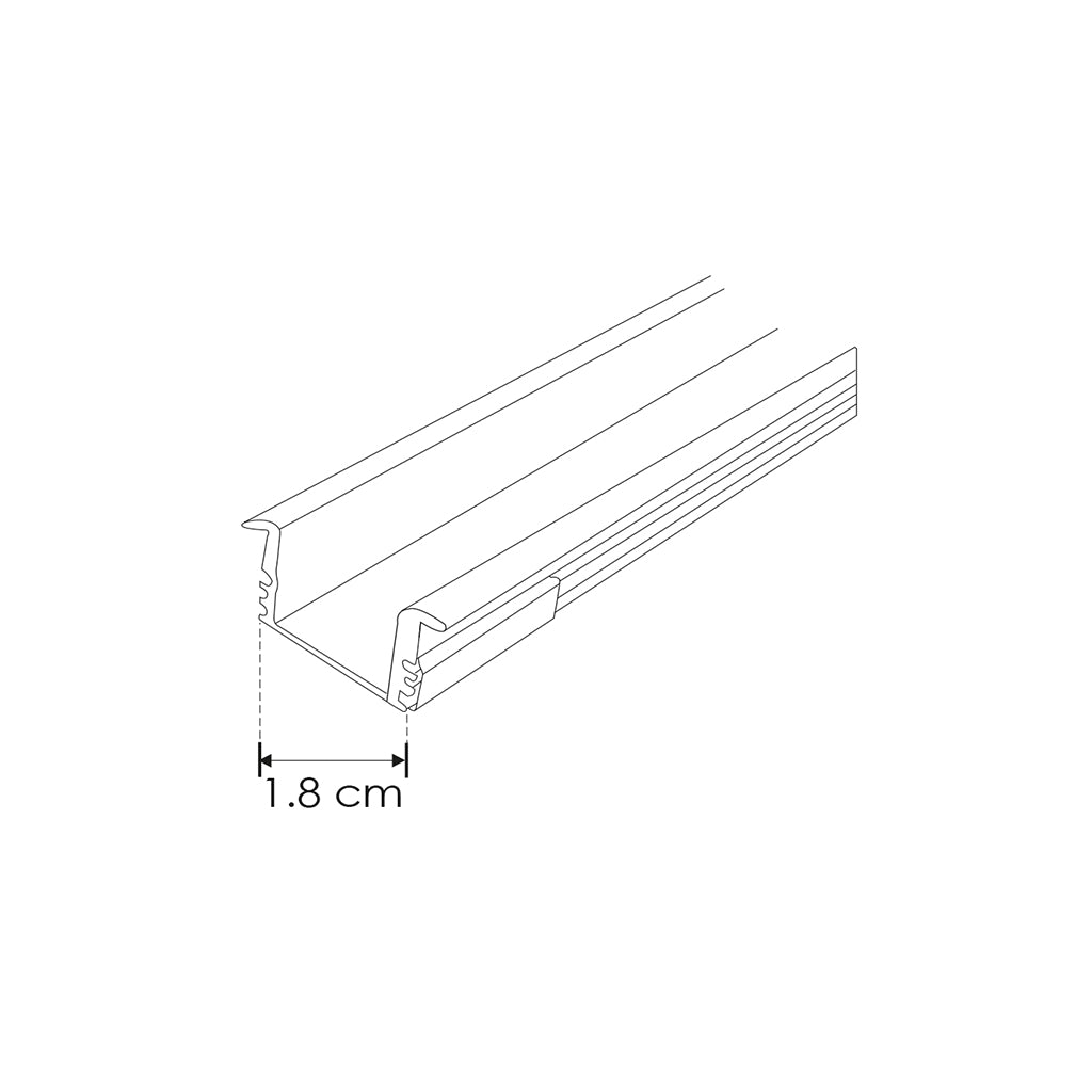 Kit perfil exterior aluminio con cejas ILUDXA2512KIT -L:3m A:2.1cm Al:1.6cm- incluye difusor, tapas laterales, grapas de sujeción y solera de aluminio