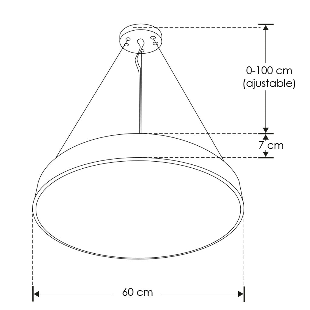 Luminario circular para sobreponer o suspender 55W acabado negro opciones color de luz de iLumileds