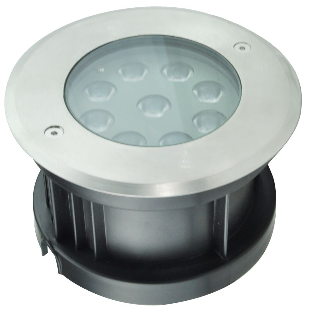 Luminario circular integrado 9W 3000K 10x45° para empotrar en piso incluye housing de iLumileds. Ideal para iluminar muros.