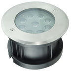 Luminario circular integrado 9W 3000K 10x45° para empotrar en piso incluye housing de iLumileds. Ideal para iluminar muros.
