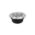 Luminario circular integrado 12W 45° luz cálida (3000K) para empotrar en piso, incluye housing de plástico de iLumileds