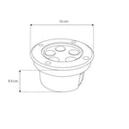Luminario circular integrado 5W 45° luz cálida (3000K) para empotrar en piso, incluye housing de plástico de iLumileds